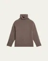 Helmut Lang Zipped Wool-cashmere Turtleneck Sweater In Taupe Melange