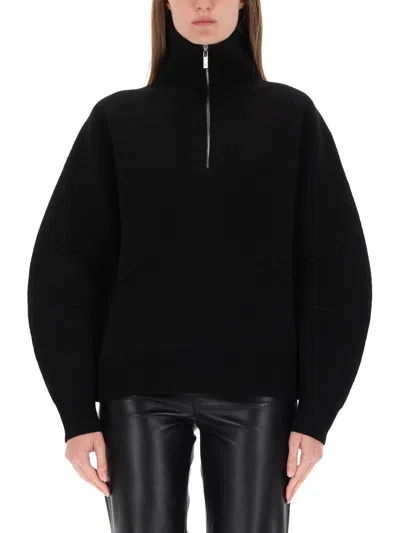 Helmut Lang Apex High Collar Zip-up Sweater In Black