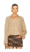 Helsa Addeline Oversized Polo In Brown