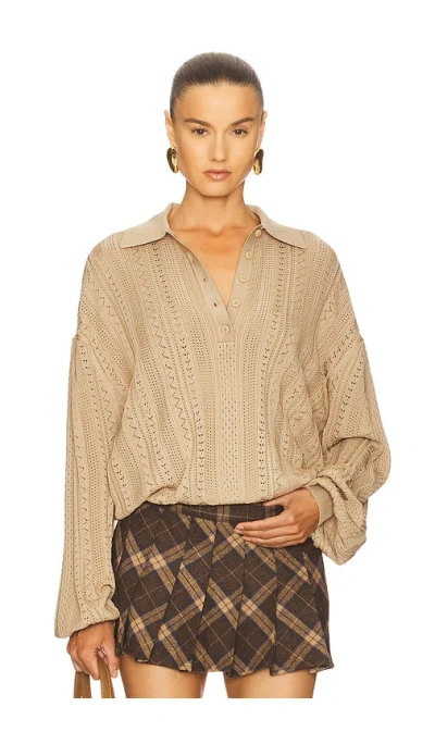 Helsa Addeline Oversized Polo In Brown
