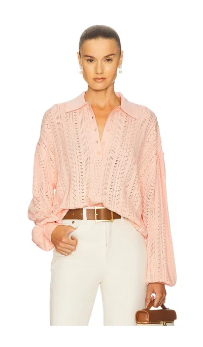 Helsa Addeline Oversized Polo In Pink
