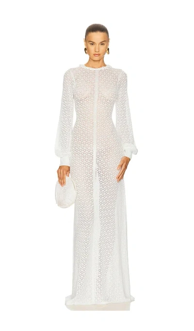 Helsa Angilique Ruffle Gown In White