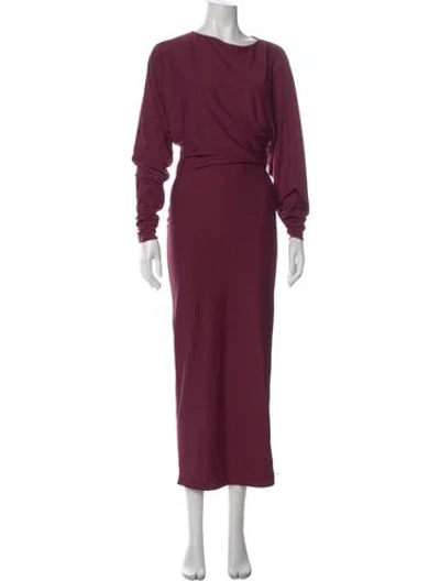 Pre-owned Helsa Asymmetrical Long Dress In Burgundy