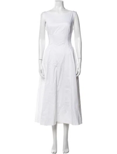 Pre-owned Helsa Bateau Neckline Knee-length Dress In White