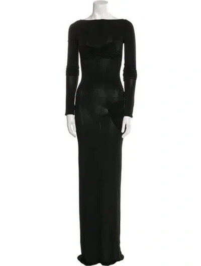 Pre-owned Helsa Bateau Neckline Long Dress In Black