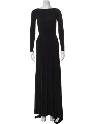 Pre-owned Helsa Bateau Neckline Long Dress In Black