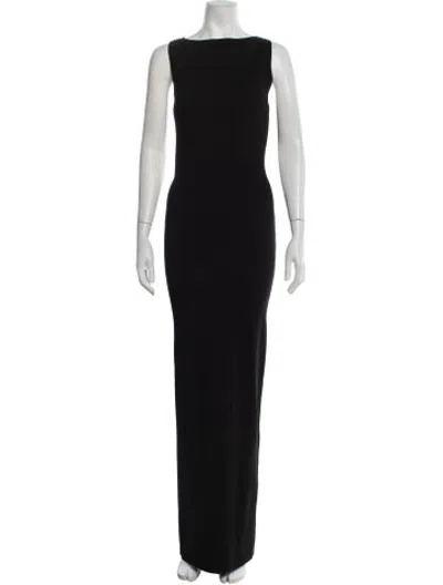 Pre-owned Helsa Bateau Neckline Long Dress In Black