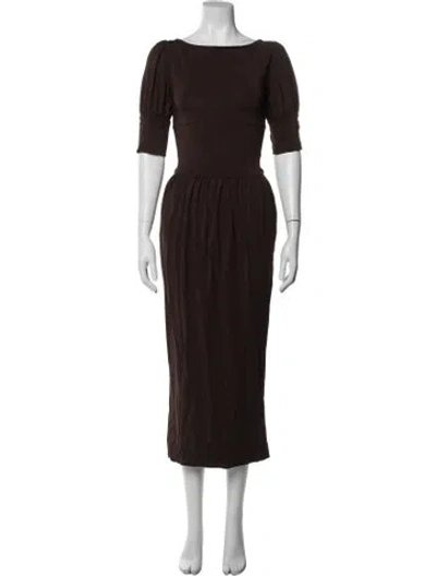 Pre-owned Helsa Bateau Neckline Long Dress In Brown