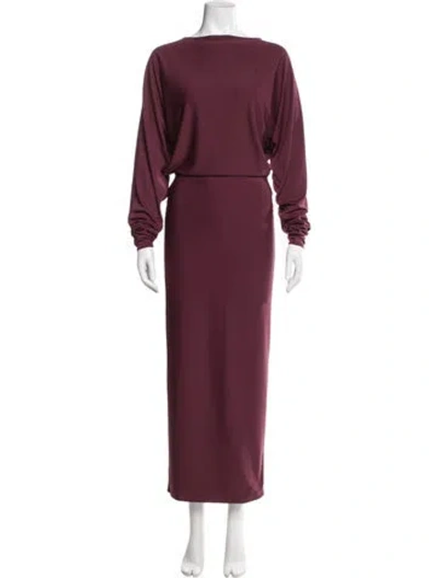 Pre-owned Helsa Bateau Neckline Long Dress In Burgundy