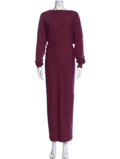 Pre-owned Helsa Bateau Neckline Long Dress In Burgundy