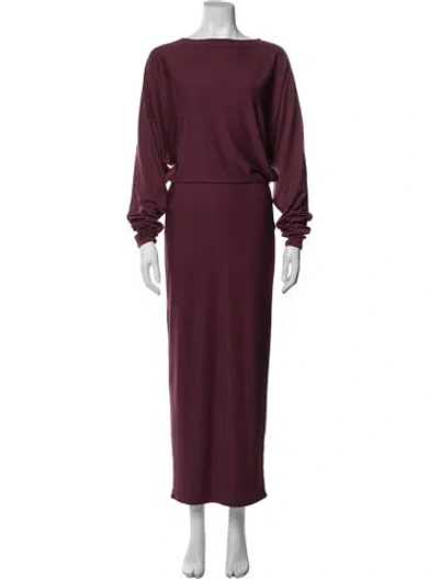 Pre-owned Helsa Bateau Neckline Long Dress In Burgundy