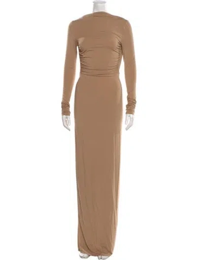 Pre-owned Helsa Bateau Neckline Long Dress In Neutral