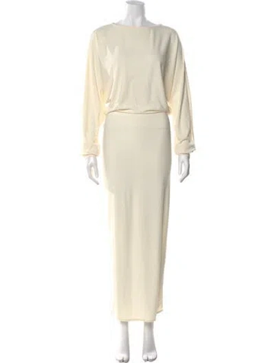Pre-owned Helsa Bateau Neckline Long Dress In Neutral