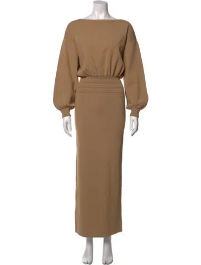 Pre-owned Helsa Bateau Neckline Long Dress In Neutrals