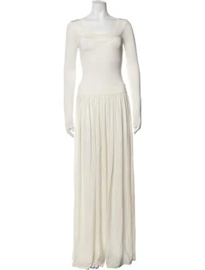 Pre-owned Helsa Bateau Neckline Long Dress In Neutrals