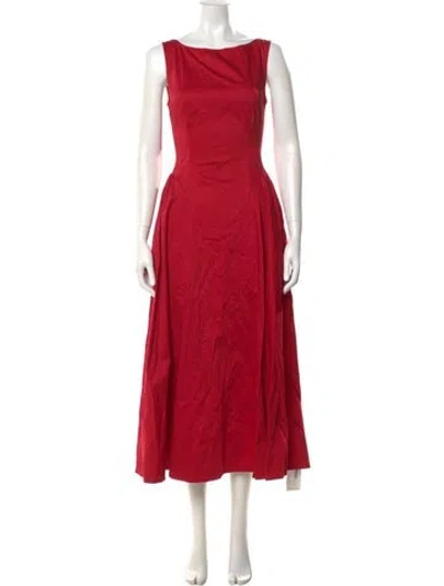 Pre-owned Helsa Bateau Neckline Long Dress In Red