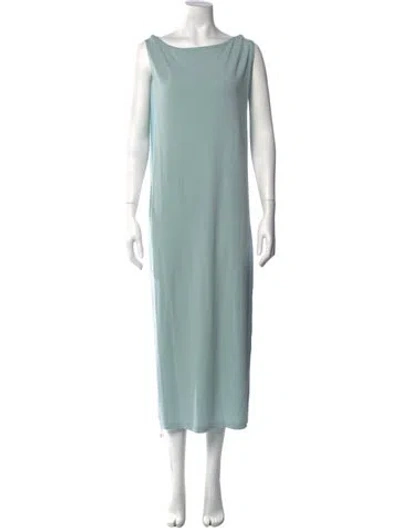 Pre-owned Helsa Bateau Neckline Long Dress W/ Tags In Blue/green