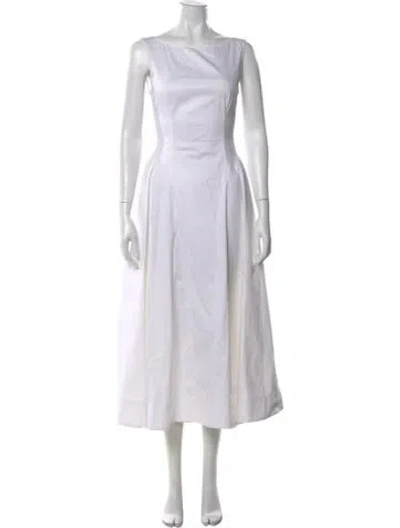 Pre-owned Helsa Bateau Neckline Long Dress In White