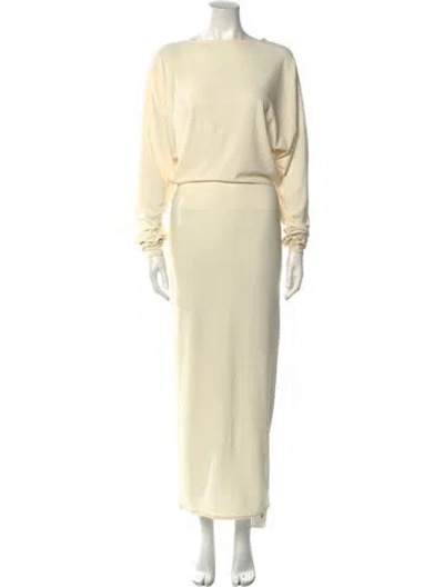 Pre-owned Helsa Bateau Neckline Long Dress In Yellow