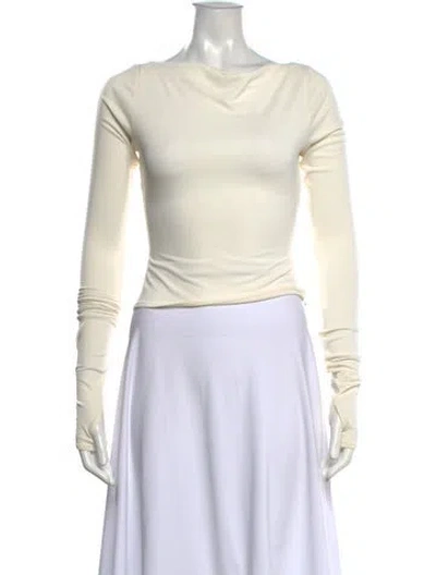 Pre-owned Helsa Bateau Neckline Long Sleeve Top In Green