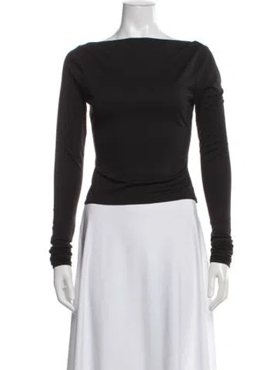 Pre-owned Helsa Bateau Neckline Long Sleeve Top W/ Tags In Black