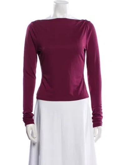 Pre-owned Helsa Bateau Neckline Long Sleeve Top W/ Tags In Burgundy
