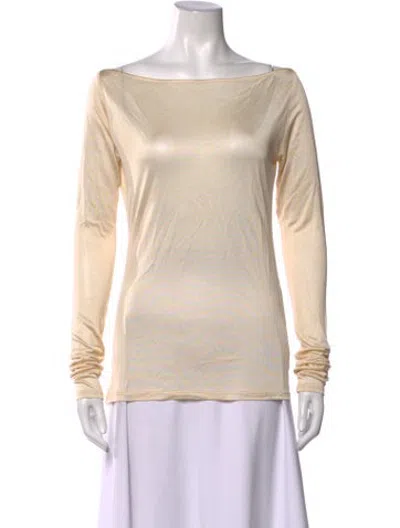 Pre-owned Helsa Bateau Neckline Long Sleeve Top W/ Tags In Neutrals