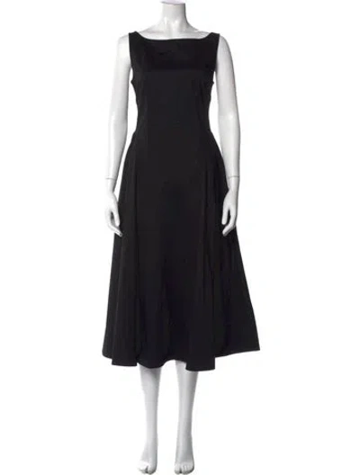 Pre-owned Helsa Bateau Neckline Midi Length Dress In Black