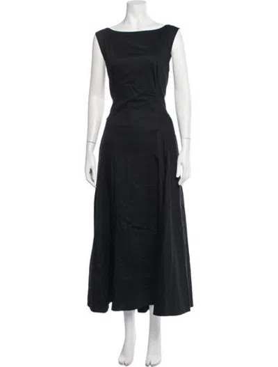 Pre-owned Helsa Bateau Neckline Midi Length Dress In Black