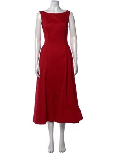 Pre-owned Helsa Bateau Neckline Midi Length Dress In Red