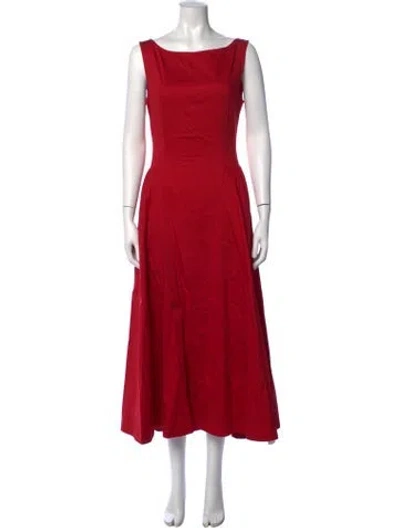Pre-owned Helsa Bateau Neckline Midi Length Dress In Red