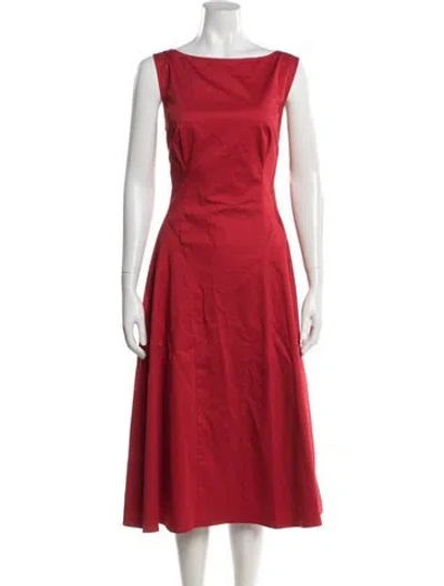 Pre-owned Helsa Bateau Neckline Midi Length Dress In Red
