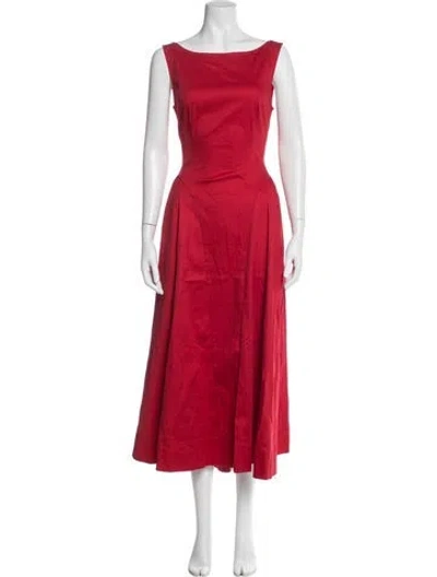 Pre-owned Helsa Bateau Neckline Midi Length Dress In Red