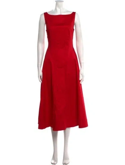 Pre-owned Helsa Bateau Neckline Midi Length Dress In Red