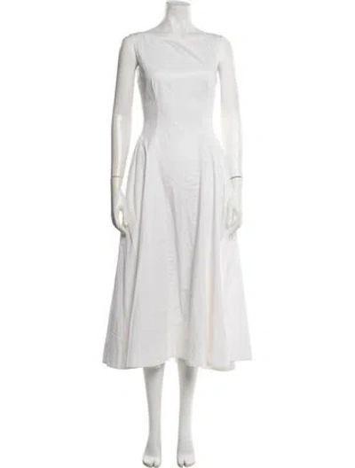 Pre-owned Helsa Bateau Neckline Midi Length Dress In White