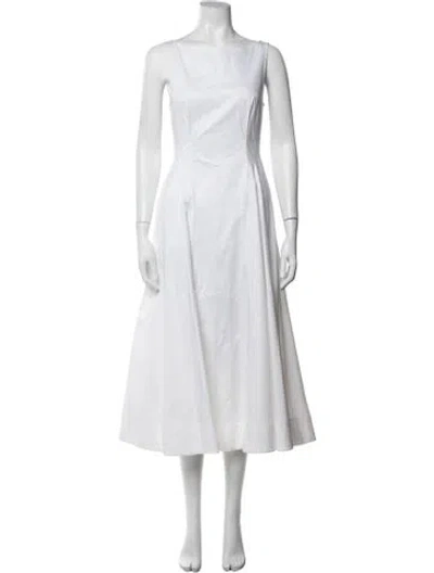 Pre-owned Helsa Bateau Neckline Midi Length Dress In White