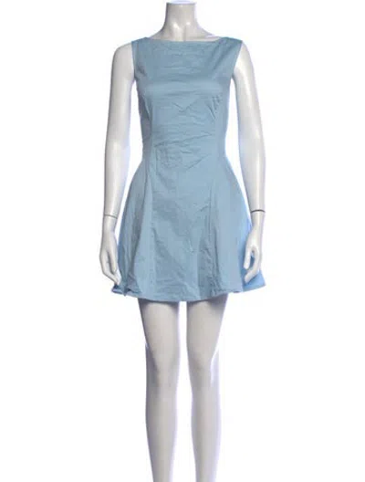 Pre-owned Helsa Bateau Neckline Mini Dress In Blue