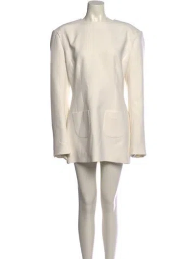 Pre-owned Helsa Bateau Neckline Mini Dress In Neutral