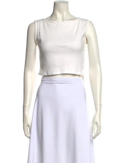 Pre-owned Helsa Bateau Neckline Sleeveless Crop Top In Neutral