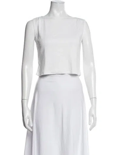 Pre-owned Helsa Bateau Neckline Sleeveless Crop Top In Neutrals