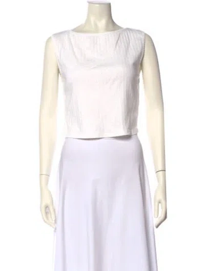 Pre-owned Helsa Bateau Neckline Sleeveless Crop Top In White