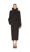 Helsa Bold Shoulder Long Coat In Black