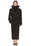 Helsa Bold Shoulder Long Coat In Black