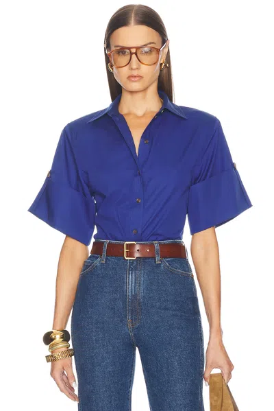 Helsa Bold Shoulder Shirt In Workman Blue