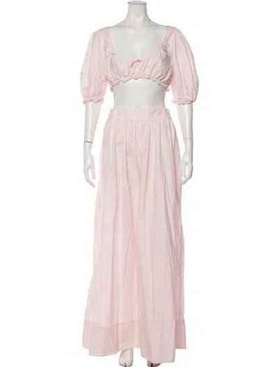 Pre-owned Helsa Bow Accents Skirt Set In Pink