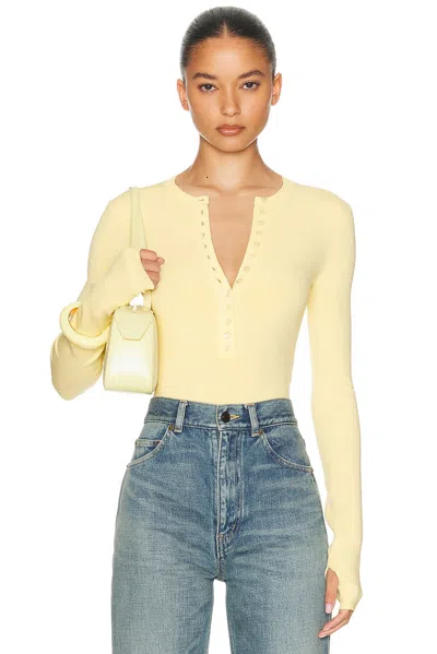 Helsa Bronya Knit Bodysuit In Yellow