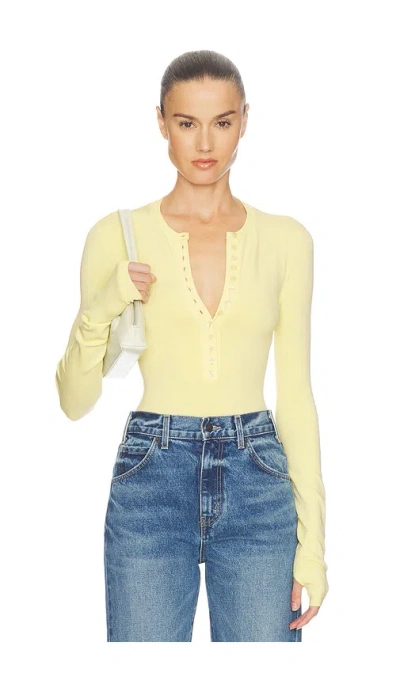 Helsa Bronya Knit Bodysuit In Yellow