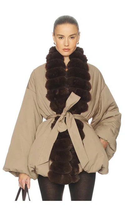 Helsa Bubble Puffer With Faux Fur In Multi
