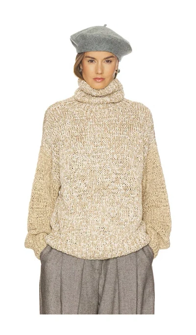 Helsa Carrmen Marled Knit Funnel Neck In Neutral