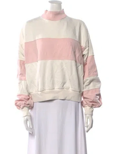 Pre-owned Helsa Colorblock Pattern Mock Neck Sweatshirt In Neutral
